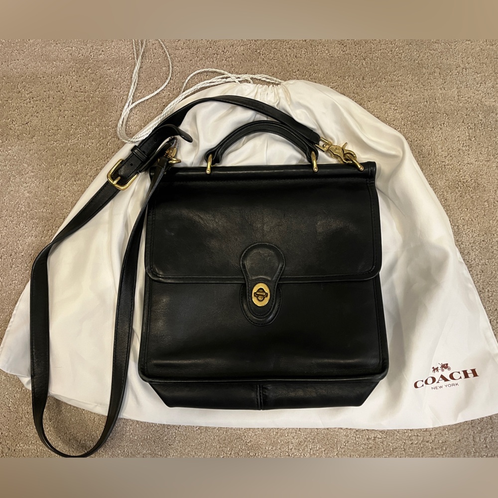 Vintage Coach Black Leather Women's Satchel